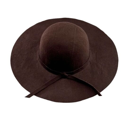 Jessica McClintock Brown Wool Blend Wide Brim Hat - Picture 1 of 7